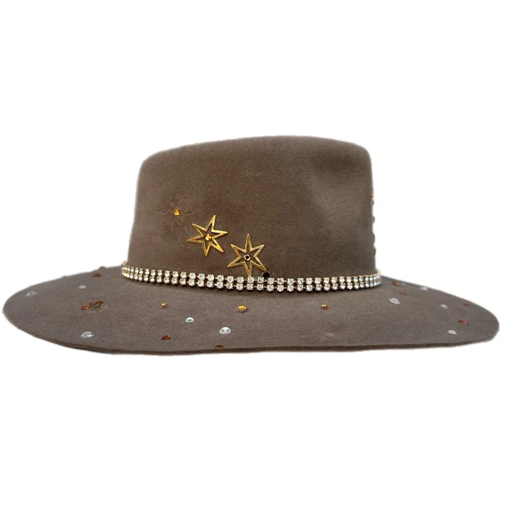 Australian Stock Saddle Co. “The Aussie” Fur Felt Western Hat 6 5/8 Crystal Star